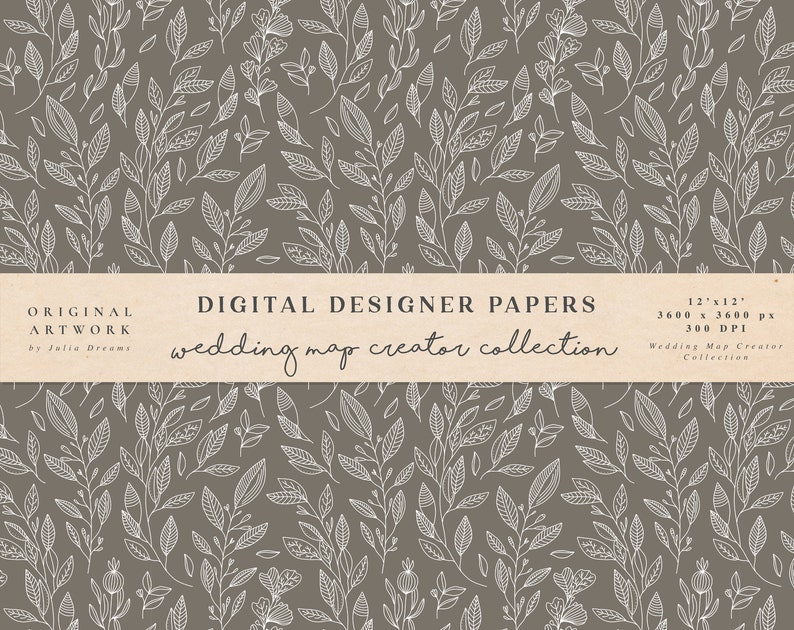 Wedding Digital Paper Scrapbook Papers Seamless Patterns Digital Background Printable Paper Set Floral Hands Flowers Invitation image 6