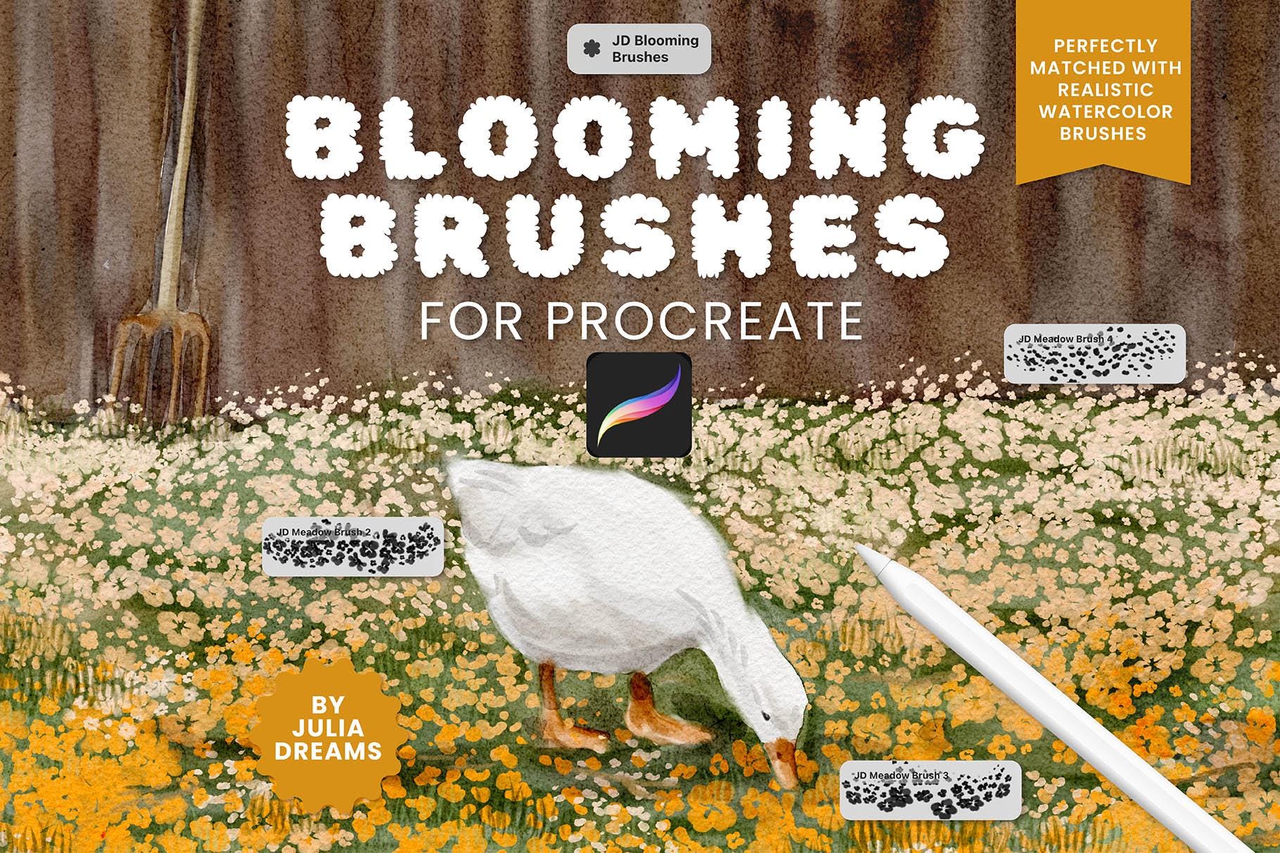 Blooming Brushes for Procreate - Flower Floral Brushes - Meadow ...
