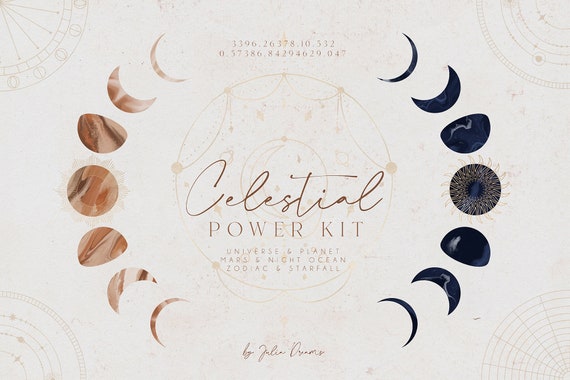 Celestial Kit - Cosmic Clipart - Individual PNG Files - Large Collection - Spirit Mysterious Moon - Star Logo PNG - Zodiac Planet Graphic