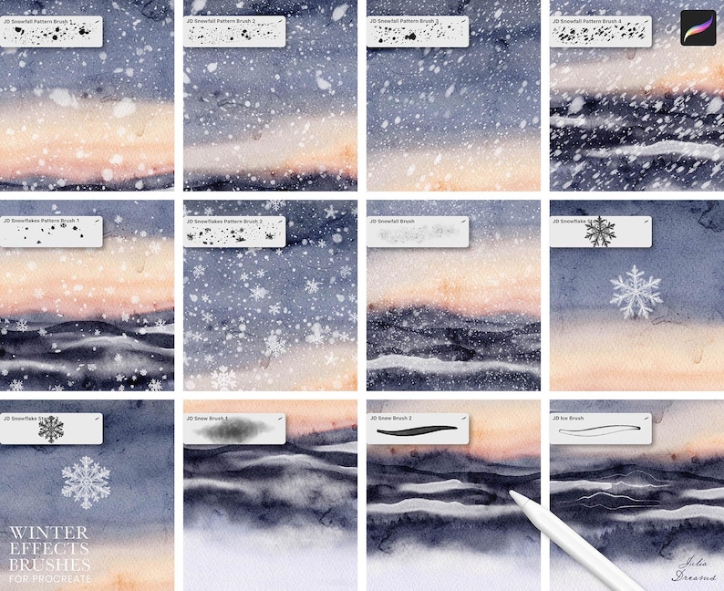 Winter Effects Procreate Brushes - Painting Kit Christmas - iPad ...