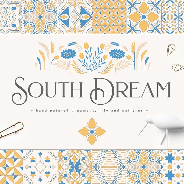 South Dream - Tile Clipart - Individual PNG Files - Large Collection - Digital Papers - Wedding Invitation - Spanish Ornament Floral Logo