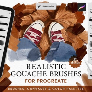 Pinceles realistas para gouache Procreate - Kit de pintura para Procreate - Pinceles para iPad - Pinceles para pintar - Descarga digital de lienzo texturizado