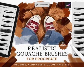 Realistic Gouache Procreate Brushes - Painting Kit for Procreate - iPad Brushes - Painting Brushes - Textured Canvas Digital Download