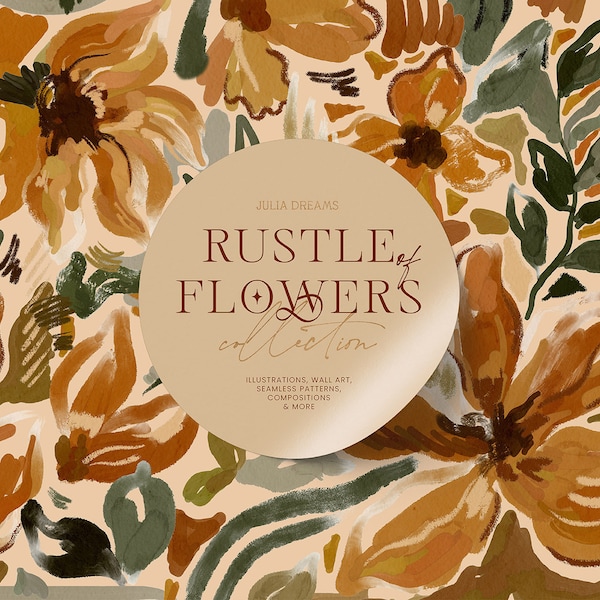 Rustle of Flowers - Gouache Digital Clipart - Individual PNG Files - Wedding - Hand Painted Graphic Set - Large Collection - Autumn Flower