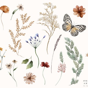 Tiny Bloom Watercolor Digital Clipart 1 - Individual PNG Files ...