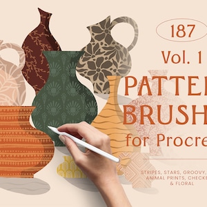 Pattern Brushes for Procreate - Painting Kit for Procreate - iPad Brushes Patterned Procreate Brushes - Watercolor Brushes - Stripes Floral