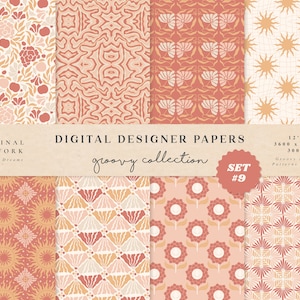 Delicate Flowers Digital Papers - Commercial Use - Scrapbook Paper - Seamless Pattern - Designer Paper - Background - 70s Flower Vintage Sun