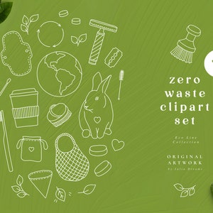 Zero Waste Clipart Set - eco-friendly Logo - nachhaltiges Leben - minimalistischen Lebensstil - Eco Clipart PNG - Healthcare Kosmetik Badezimmer
