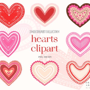 Hearts Digital Clipart - Heart Download - Instant Download - Valentines Day - Planner Clipart - Love PNG Instant Download - Red Pink Clipart