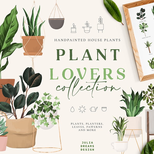Plant Lovers Clipart - Plantas de la casa - PNG Descargar - Suculento Monstera Cactus - Greenery Print - Planner Stickers - Planters Indoor Plant