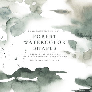 Wald Aquarell Formen - Clipart Spritzer - Aquarell Hintergründe - Hochzeit Clipart - grün Salbei Burgund Farbe - Logo - abstrakte Textur