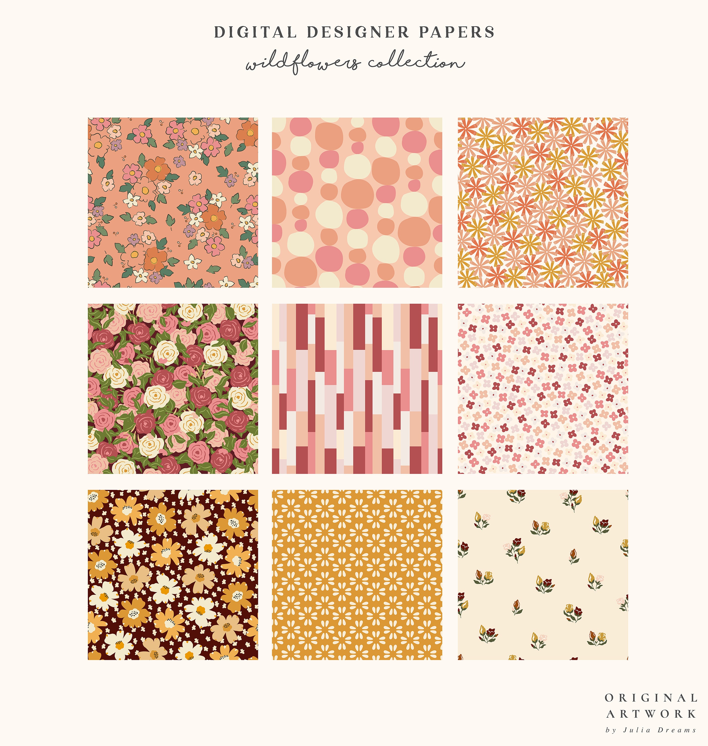 Wildflowers Digital Paper Part 2 Scrapbook Papers Seamless | Etsy