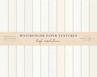 Watercolor Digital Papers - Watercolour Paper Textures - Paper Digital Backdrop - White Paper Texture - Digital Scrapbook Paper Clipart