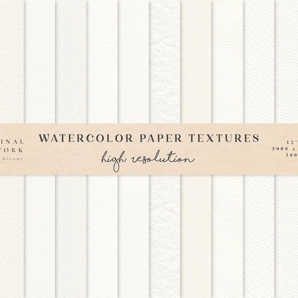 Watercolor Digital Papers - Watercolour Paper Textures - Paper Digital Backdrop - White Paper Texture - Digital Scrapbook Paper Clipart