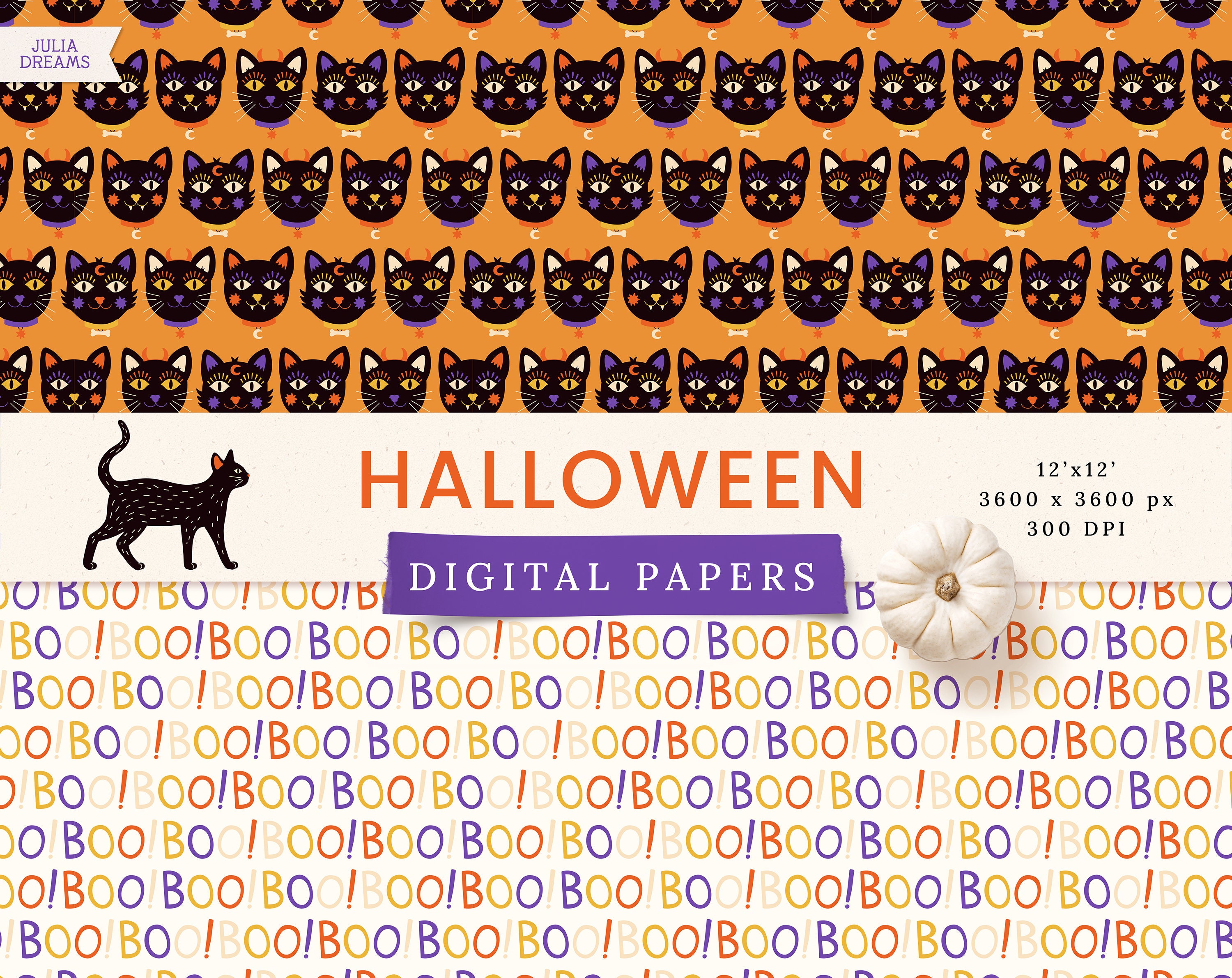 Halloween Digital Papers - Commercial Use - Scrapbook Paper - Seamless ...