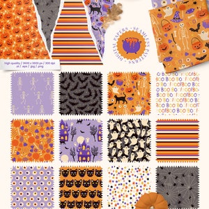 Halloween Digital Papers - Commercial Use - Scrapbook Paper - Seamless ...