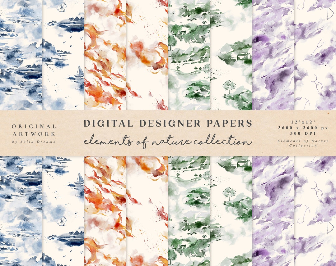 Elements of Nature Digital Papers - Scrapbook Papers - Seamless ...