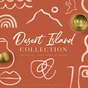 Collezione Desert Island - Clipart astratto - Singoli file PNG - Grande Collezione - Linee acriliche - Carte digitali - Belle Arti - Arcobaleno