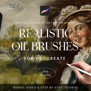 Realistic Oil Procreate Brushes Painting Kit for Procreate iPad Brushes Oil Brushes Oil Canvas Digital Download Impasto image 1