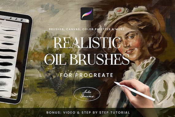 Realistic Oil Procreate Brushes - Painting Kit for Procreate - iPad Brushes - Oil Brushes - Oil Canvas Digital Download - Impasto