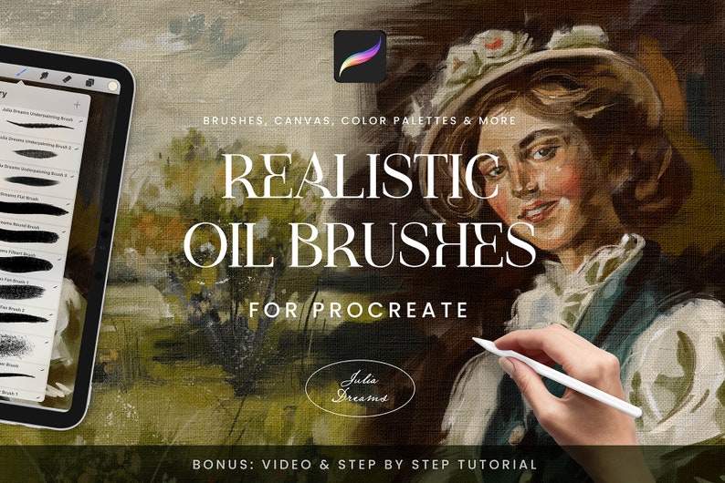 Realistic Oil Procreate Brushes - Painting Kit for Procreate - iPad Brushes - Oil Brushes - Oil Canvas Digital Download - Impasto image 1