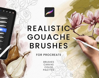Realistic Gouache Procreate Brushes - Painting Kit for Procreate - iPad Brushes - Painting Brushes - Textured Canvas Digital Download