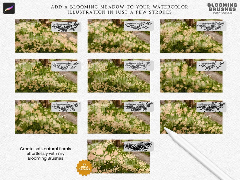 Blooming Brushes for Procreate - Flower Floral Brushes - Meadow ...