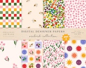 Orchard Digital Papers Part 3 - Commercial Use - Scrapbook Paper - Seamless Pattern - Fruits Designer Paper - Background Fruits Berry Peach