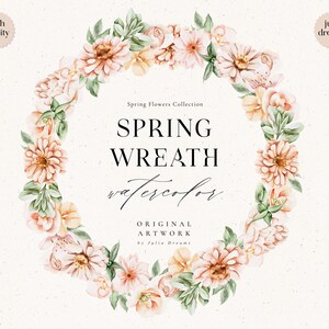 Watercolor Spring Flowers Wreath - Peony Bouquet - Digital Clipart - Individual PNG - Wedding Design - Rose Peony - Watercolour Clipart