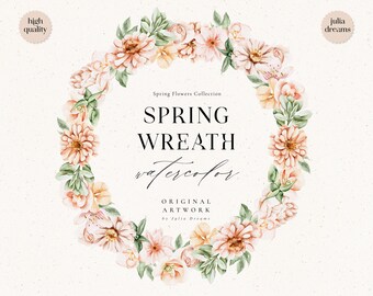 Watercolor Spring Flowers Wreath - Peony Bouquet - Digital Clipart - Individual PNG - Wedding Design - Rose Peony - Watercolour Clipart