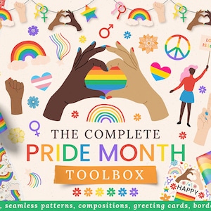 Pride Month Clipart - LGBTQ+ svg Bundle Télécharger - Papiers numériques - Téléchargement instantané - Invite Cards Wall Art - Rainbow Lesbian Gay Flag Art