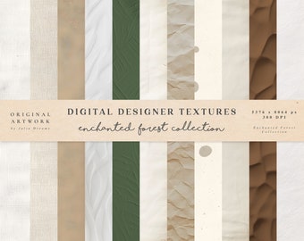 Bosque Encantado Texturas Digitales - Texturas de Papel de Acuarela - Fondo Digital de Papel - Textura de Papel Blanco - Papel de Scrapbook Digital