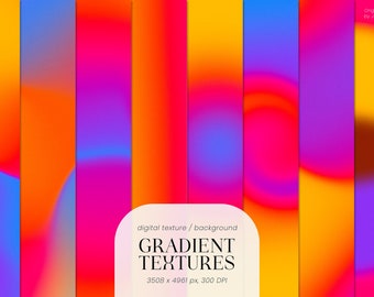 Gradient Textures - Gradient Digital Backgrounds - Digital Paper - Instant Download - Commercial Use - Abstract Grainy Gradients Pink Yellow