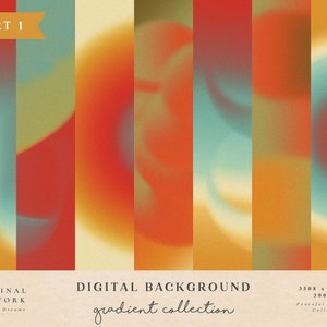 May include: A set of five digital gradient backgrounds in shades of red, orange, yellow, and blue. The backgrounds are labeled "Part 1" and "Digital Background gradient collection".