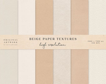 Texturas de papel beige - Texturas neutras Fondo beige - Papel de acuarela digital - Fondo digital - Papeles imprimibles Descarga digital