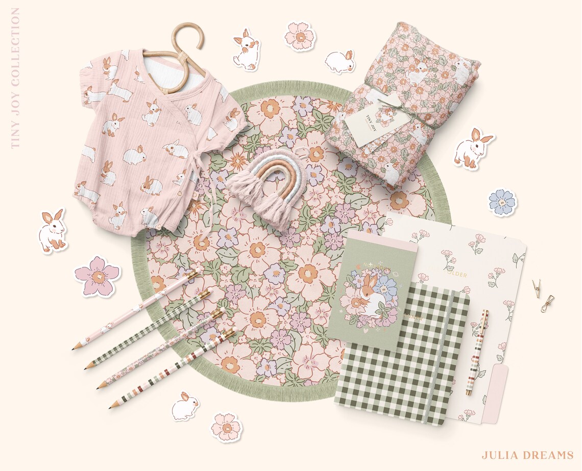 Cute Bunnies Digital Papers - Commercial Use - Scrapbook Paper ...