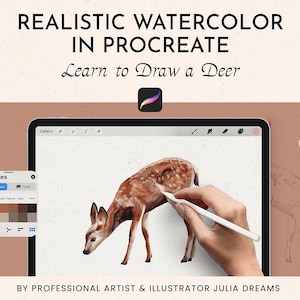 Realistic Watercolor in Procreate Procreate Tutorial Watercolor Deer Drawing Video Watercolor Course Procreate Brushes How to Draw 画像 1