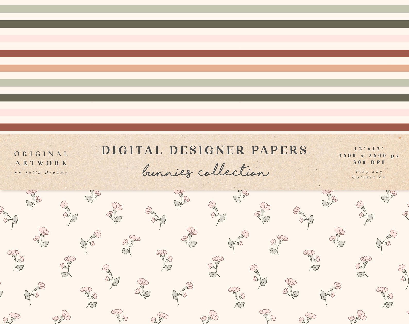 Cute Bunnies Digital Papers - Commercial Use - Scrapbook Paper ...