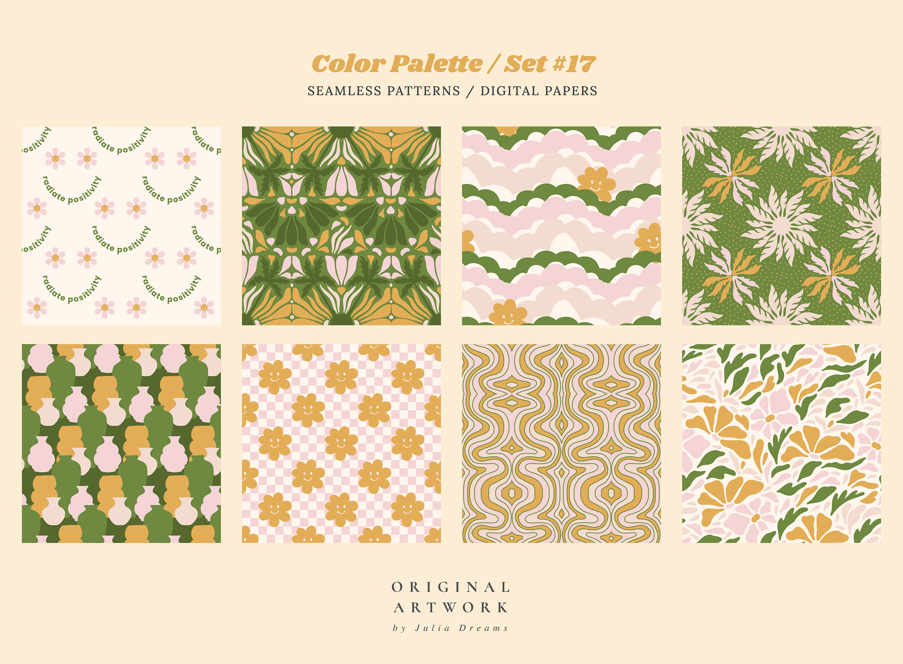 Positive Pattern Papper Positivity Digital Papers - Commercial Use - Scrapbook Paper - Seamless ...