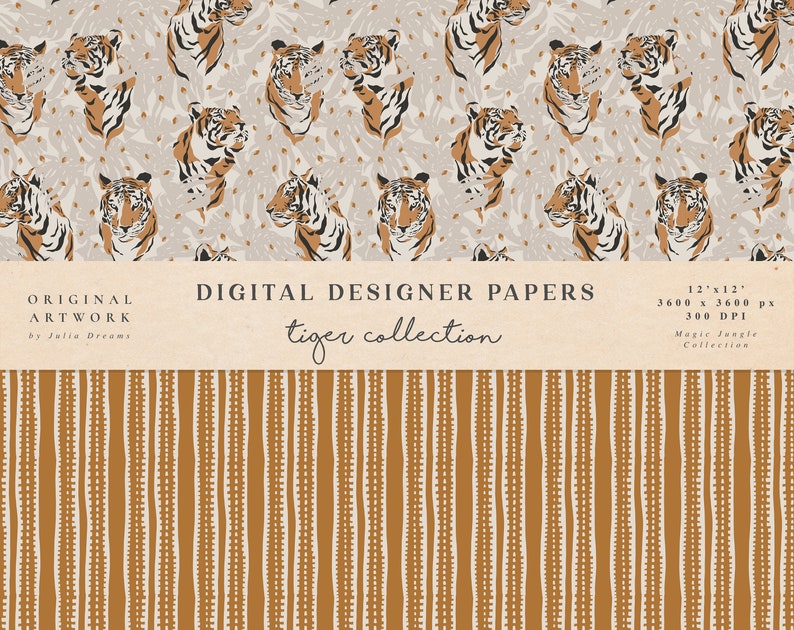 Tiger Digital Papers Commercial Use Scrapbook Paper Etsy