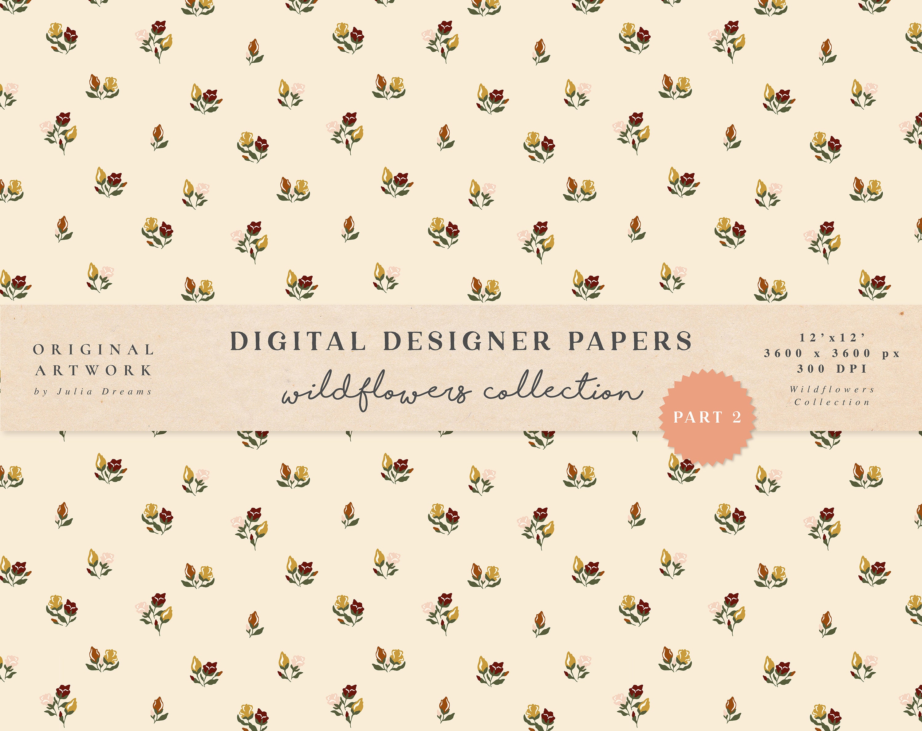 Wildflowers Digital Paper Part 2 Scrapbook Papers Seamless | Etsy