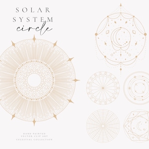 Sonnensystem Kunst - himmlische - Mandala Kreis - Mondphase - Mandala Kunst - Sonne - Raum Kunst - individuelle PNG-Dateien - kosmische Clipart - Karte