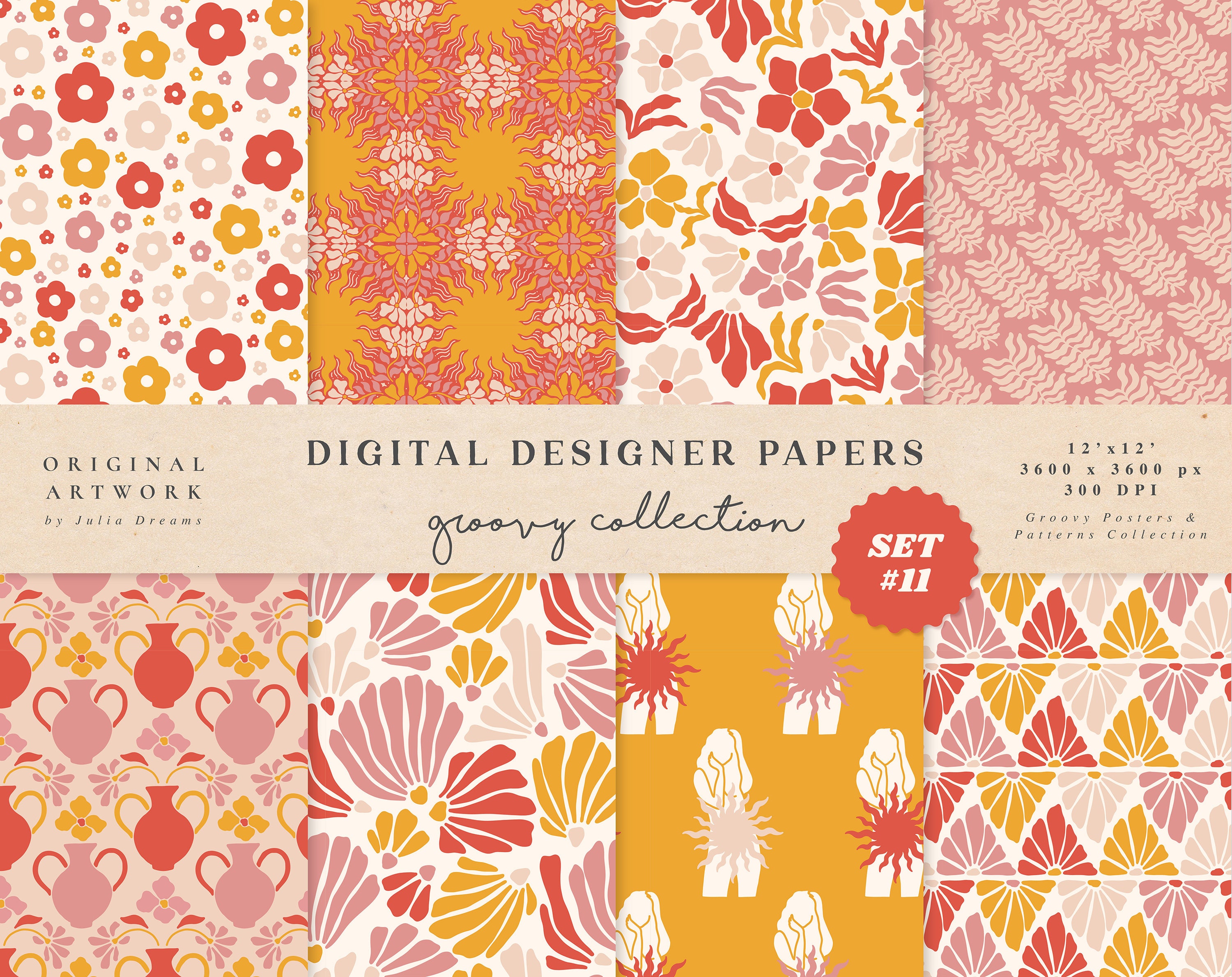 Design3e Paper Bright Blooming Digital Papers - Commercial Use - Scrapbook Paper ...