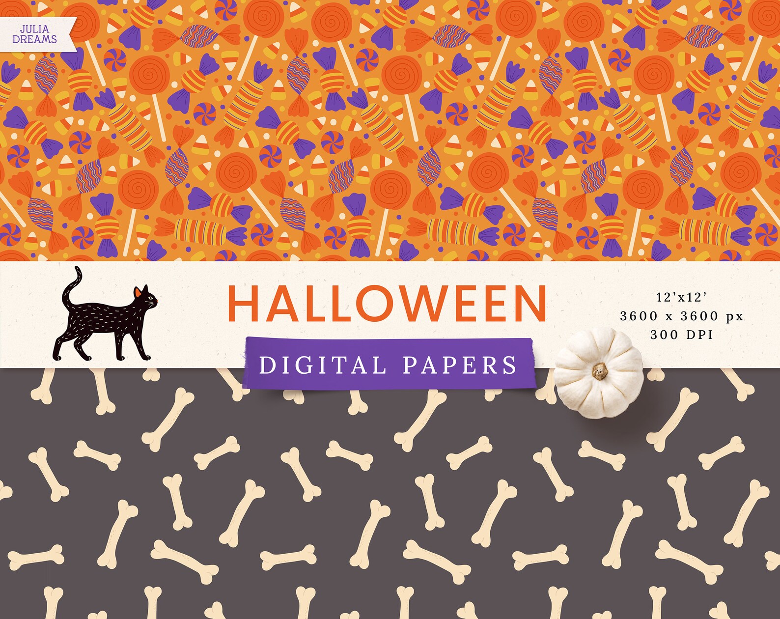 Halloween Digital Papers - Commercial Use - Scrapbook Paper - Seamless ...