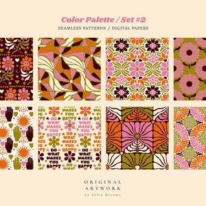 70s Style Digital Papers - Commercial Use - Scrapbook Paper - Seamless ...