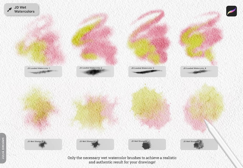 Wet on Wet Watercolor Procreate Brushes - Realistic Painting Kit for Procreate - iPad Brushes Watercolor Brushes - Watercolor Canvas Digital image 4