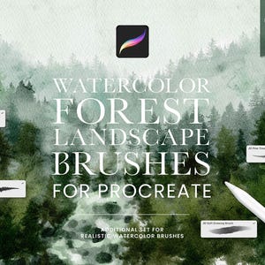 水彩画の森の風景 Procreate ブラシ - Procreate 用ペイント キット - iPad ブラシ - 水彩画ブラシ - 水彩画キャンバス