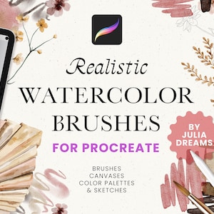 Realistische aquarel Procreate-penselen - Schilderset voor Procreate - iPad-penselen - aquarelpenselen - digitale download aquarel canvas