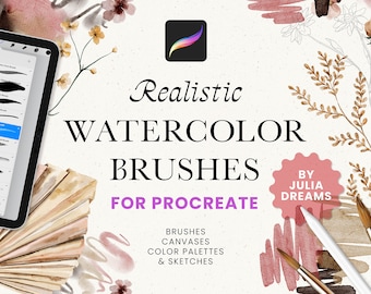 Realistic Watercolor Procreate Brushes - Painting Kit for Procreate - iPad Brushes - Watercolor Brushes - Watercolor Canvas Digital Download