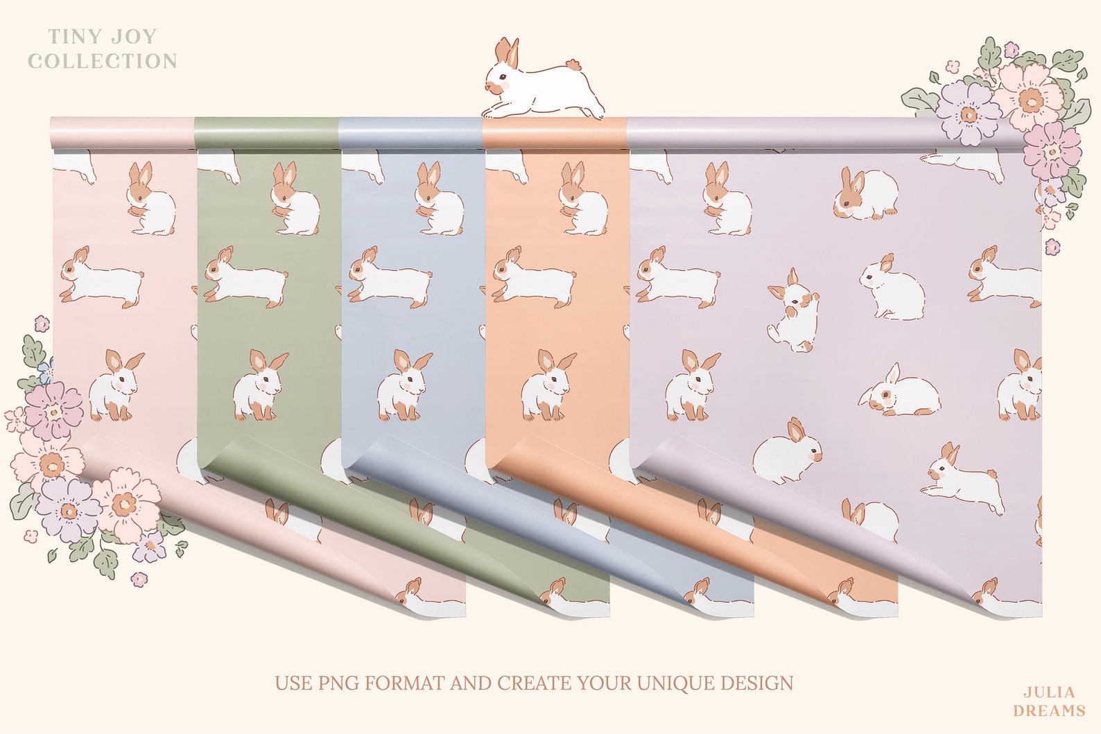 Cute Bunnies Digital Papers - Commercial Use - Scrapbook Paper ...